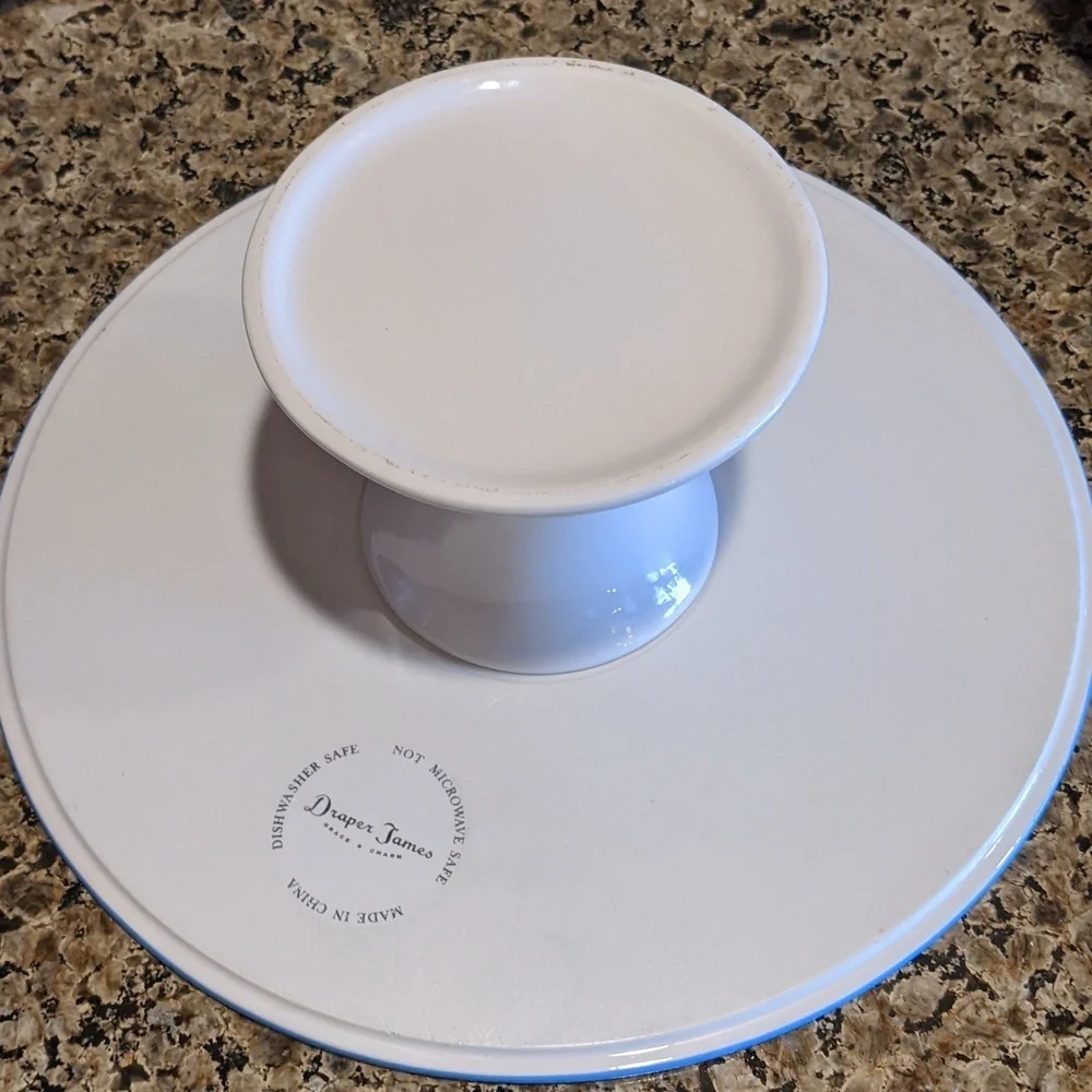 2018 Draper James Blue Stripes Baby Brunch Lil Slice Of Heaven Cake Stand Spring